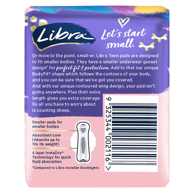 Libra Teen Pads Goodnights with Wings 10 pack