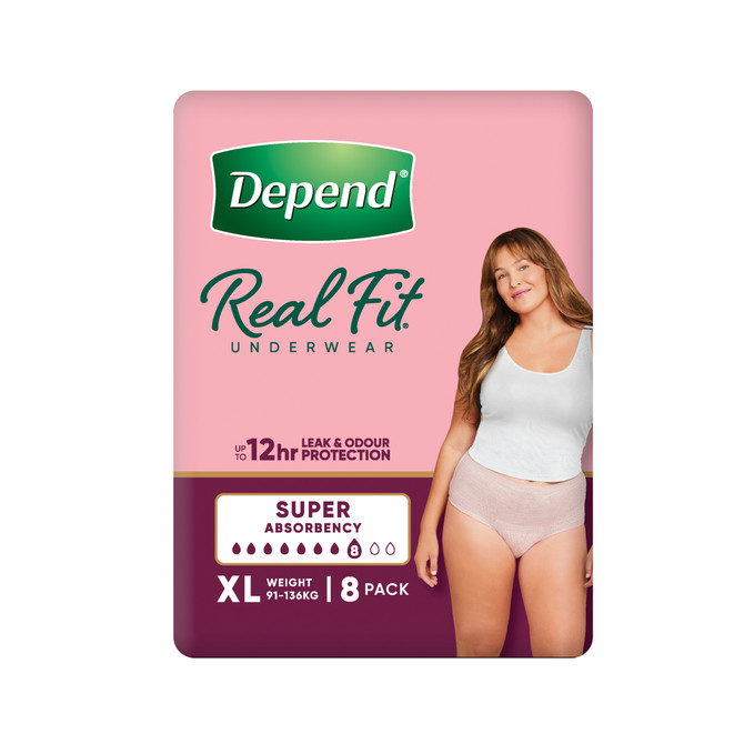Depend Real Fit Incontinence Underwear Super Women Extra Large 8 Pack