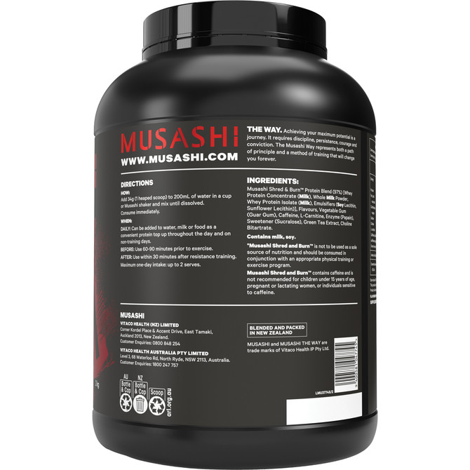 Musashi Shred & Burn Protein Powder Vanilla 2kg