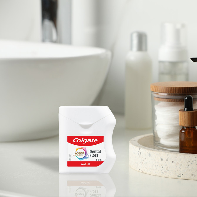 Colgate Total Waxed Dental Floss, 50m, Protects Gums & Helps Prevent Tooth Decay