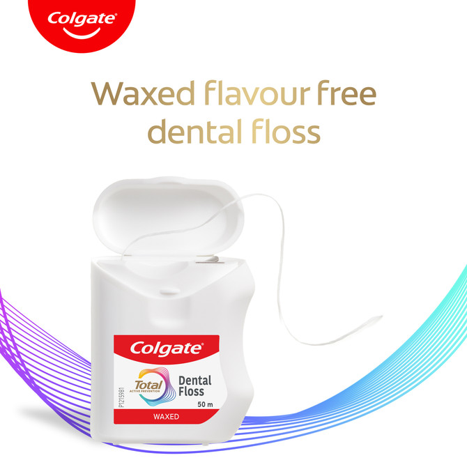 Colgate Total Waxed Dental Floss, 50m, Protects Gums & Helps Prevent Tooth Decay