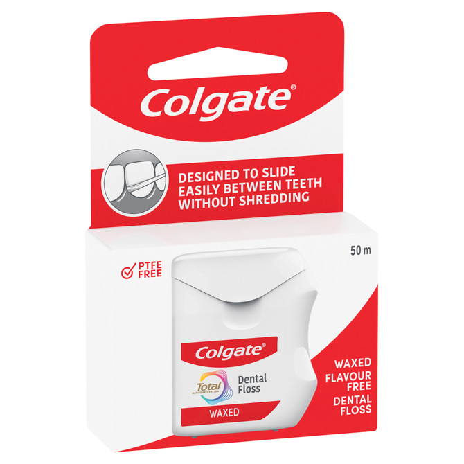 Colgate Total Waxed Dental Floss, 50m, Protects Gums & Helps Prevent Tooth Decay