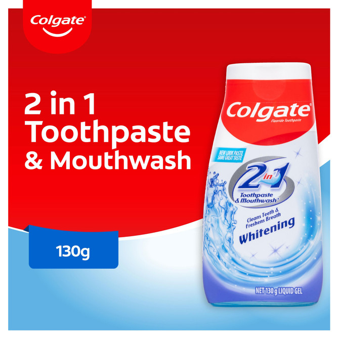 Colgate 2 in 1 Toothpaste & Mouthwash Whitening Liquid Gel 130g
