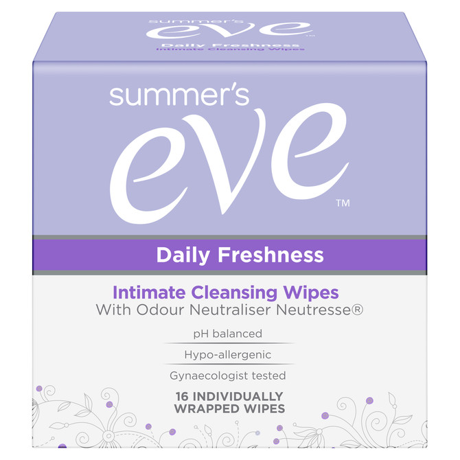 Summer's Eve Daily Freshness Intimate Cleansing Wipes with Odour Neutraliser Neutresse 16 Pack