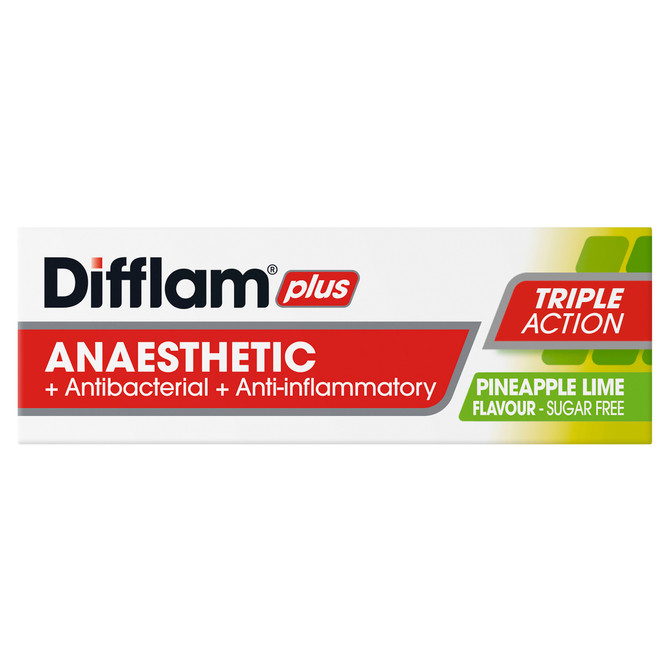 Difflam Plus Anaesthetic Sore Throat Lozenges Pineapple & Lime Flavour 16s