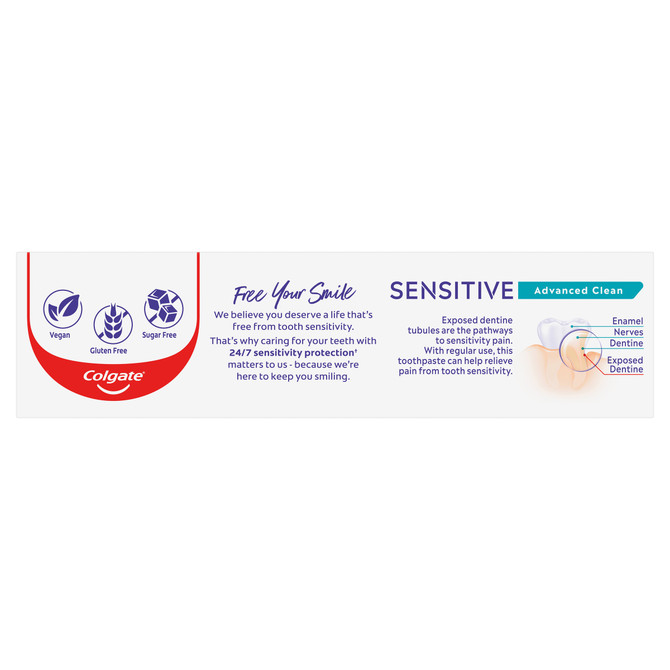 Colgate Sensitive Advanced Clean Toothpaste, 110g, For Sensitive Teeth Pain Relief