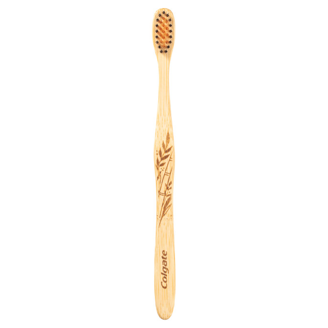 Colgate Bamboo Charcoal Manual Toothbrush, Value 2 Pack, Soft Bristles, 100% Biodegradable Bamboo Handle, BPA Free