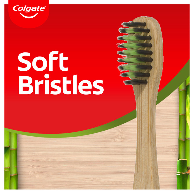 Colgate Bamboo Charcoal Manual Toothbrush, 1 Pack, Soft Bristles, 100% Biodegradable Bamboo Handle, BPA Free