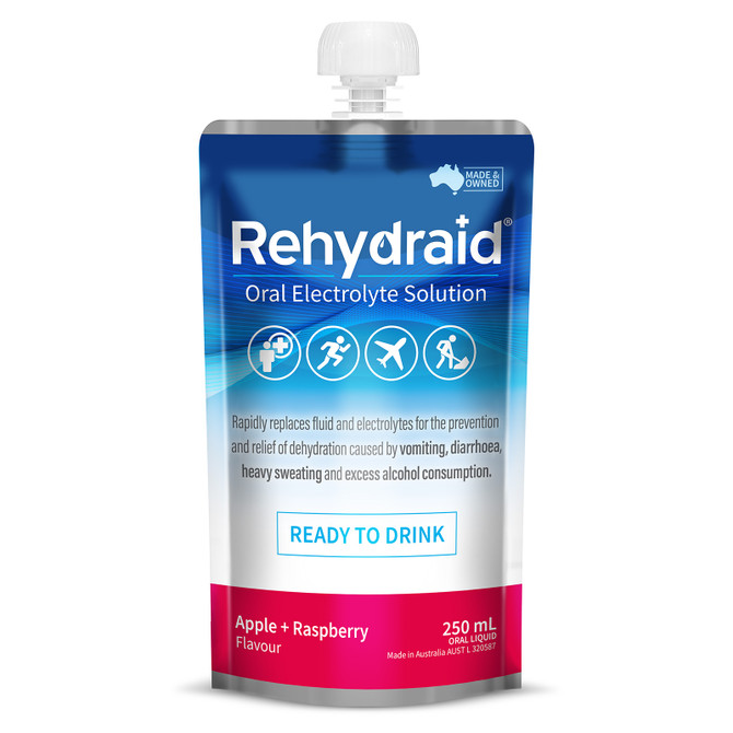 Rehydraid Oral Electrolyte Solution Apply + Raspberry Flavour 250ml