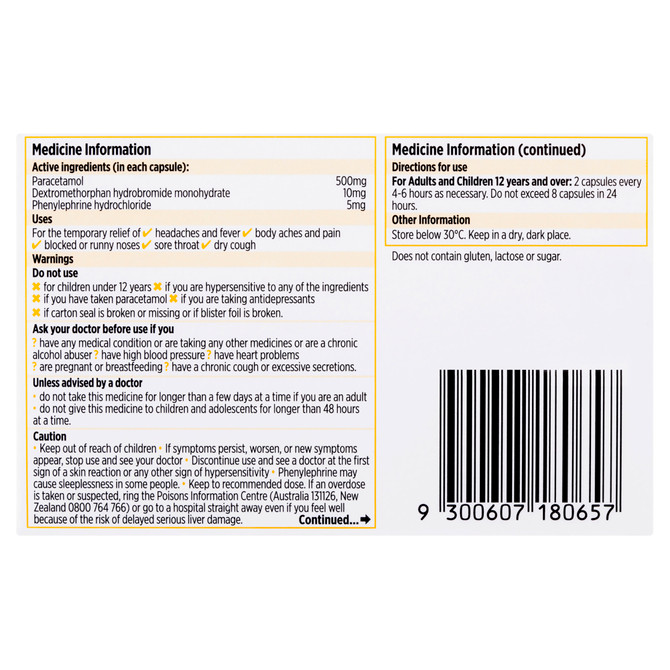 Codral Cold & Flu + Dry Cough Capsules 24 Pack