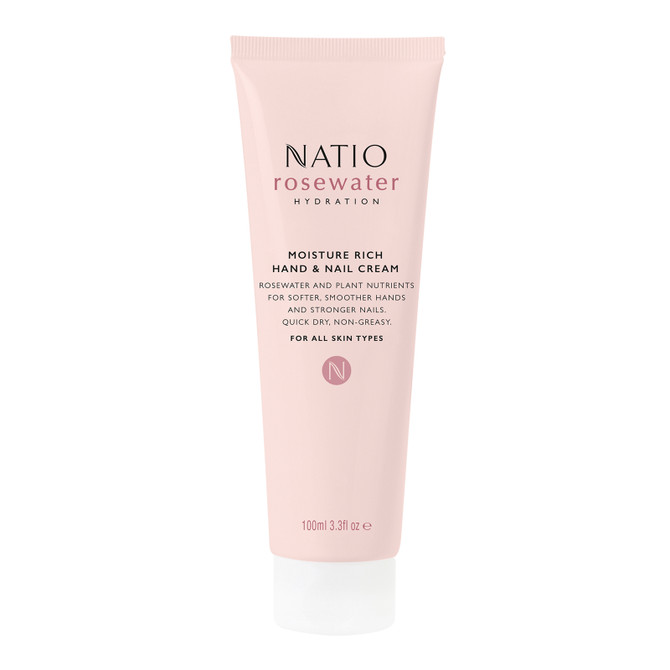 Natio Rosewater Hydration Moisture Rich Hand & Nail Cream 100ml