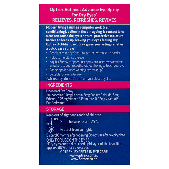 Optrex Advance ActiMist Preservative Free Eye Spray 10mL