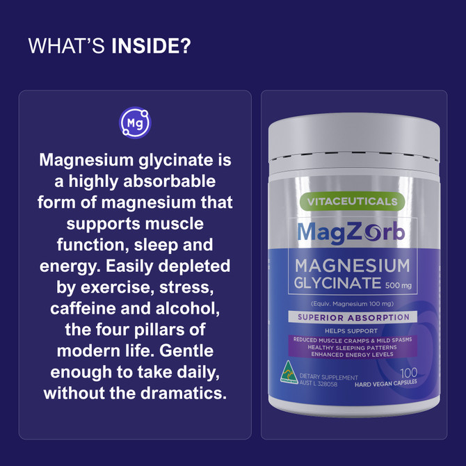 Vitaceuticals Magzorb Magnesium Glycinate 100 Capsules