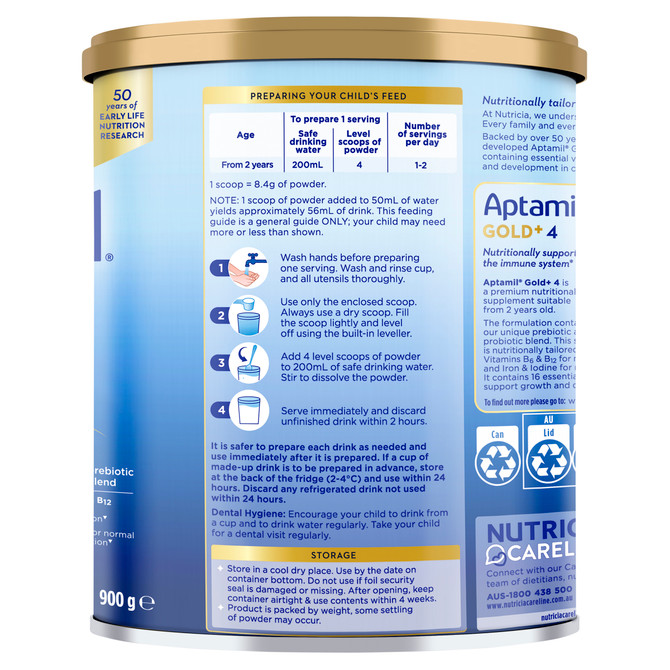 Aptamil Gold+ 4 Premium Junior Nutritional Supplement From 2 Years 900g