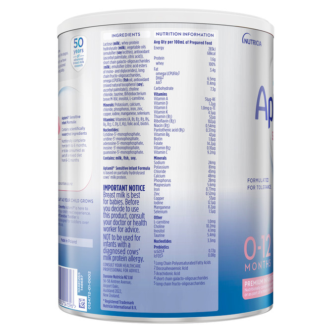 Aptamil Sensitive Premium Infant Formula From Birth to 12 Months 900g