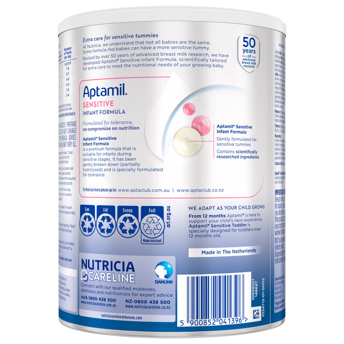 Aptamil Sensitive Premium Infant Formula From Birth to 12 Months 900g