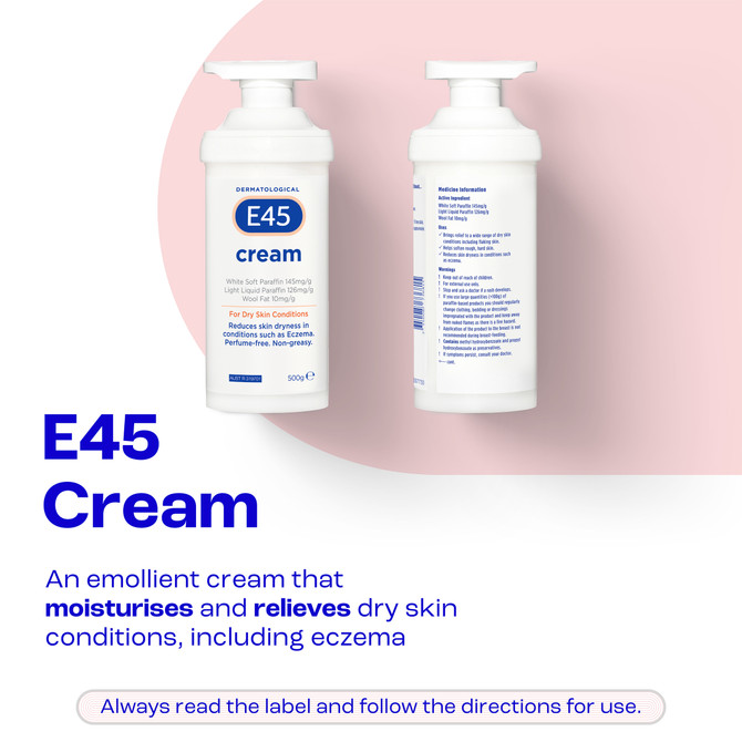 E45 Moisturising Cream for Dry Skin and Eczema 500g Pump