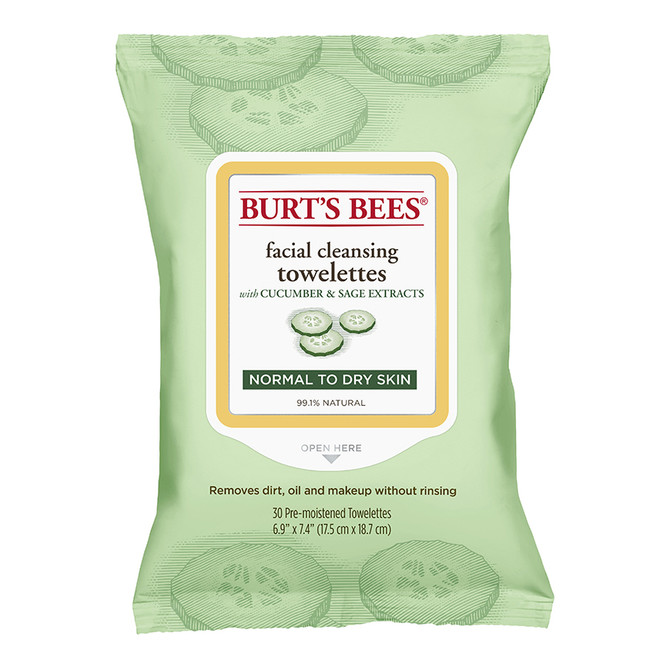 Burt's Bees Facial Cleansing Towelettes With Cucumber & Sage Extracts 30