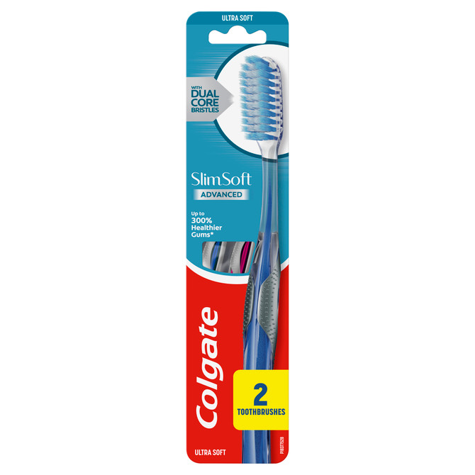 Colgate Slim Soft Advanced Manual Toothbrush, Ultra Soft 2 Pack