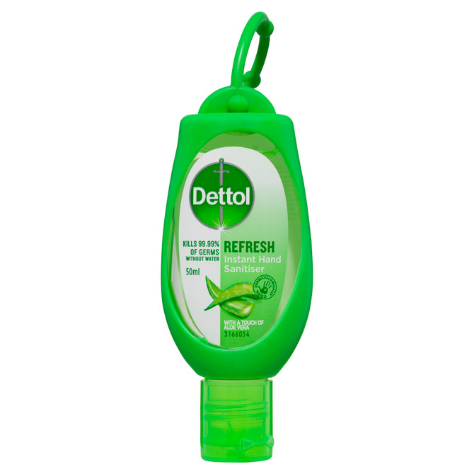 Dettol Antibacterial Instant Hand Sanitiser Refresh Green Clip 50ml