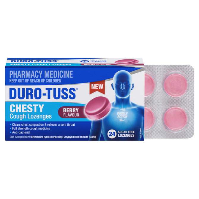DURO-TUSS Chesty Cough Lozenges Berry Flavour 24 Lozenges