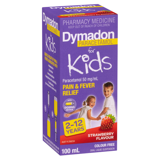 Dymadon Paracetamol for Kids 2-12yrs STRAWBERRY 100mL