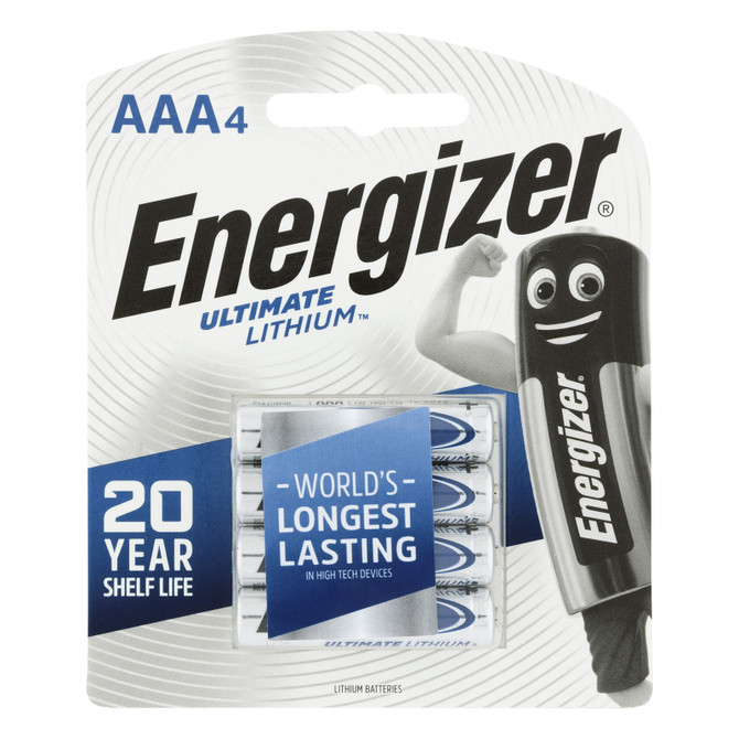 Energizer Ultimate Lithium AAA Batteries 4 Pack