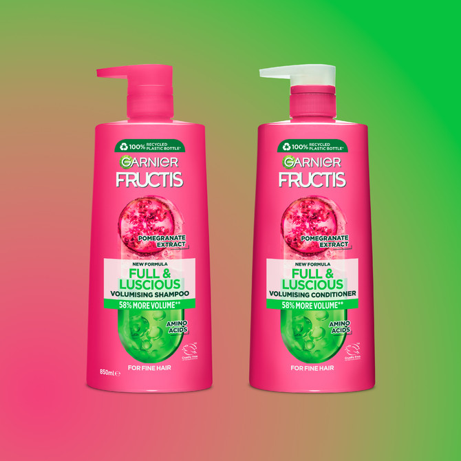 Garnier Fructis Full and Luscious Volumising Shampoo for Fine or Thicker Hair 850ml
