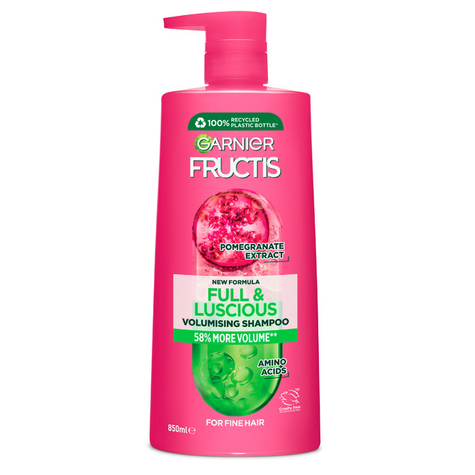 Garnier Fructis Full and Luscious Volumising Shampoo for Fine or Thicker Hair 850ml