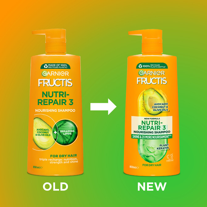 Garnier Fructis Nutri-Repair 3 Nourishing Shampoo for Dry and Damaged Hair 850ml