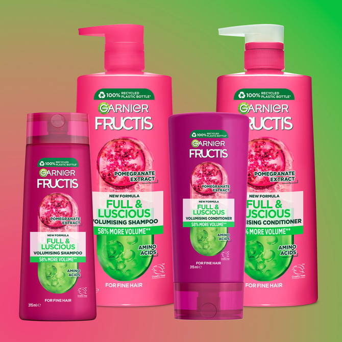 Garnier Fructis Full and Luscious Volumising Shampoo for Fine or Thicker Hair 315ml