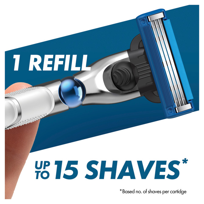 Gillette Mach3 Turbo Razor 1 Handle + 2 Cartridges, Shave Care