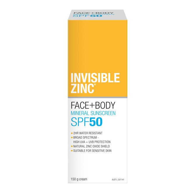 Invisible Zinc Face + Body Mineral Sunscreen SPF 50 150g