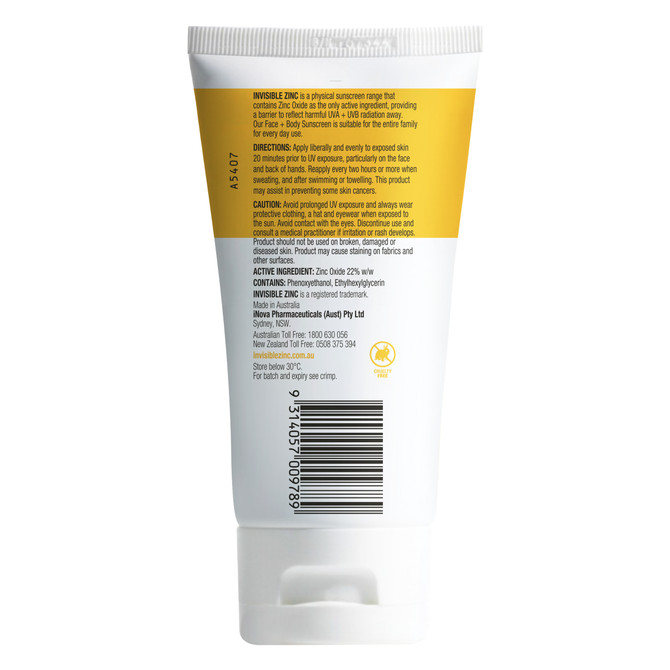Invisible Zinc Face + Body Mineral Sunscreen SPF 50 150g