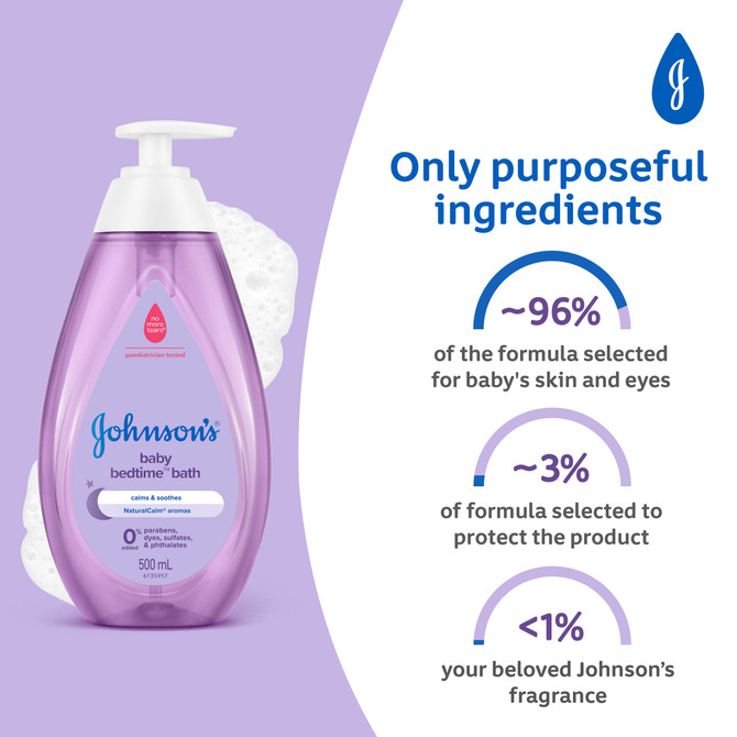 Johnson's Bedtime Gentle Calming Jasmine & Lily Scented Tear-Free Baby Bath 500mL