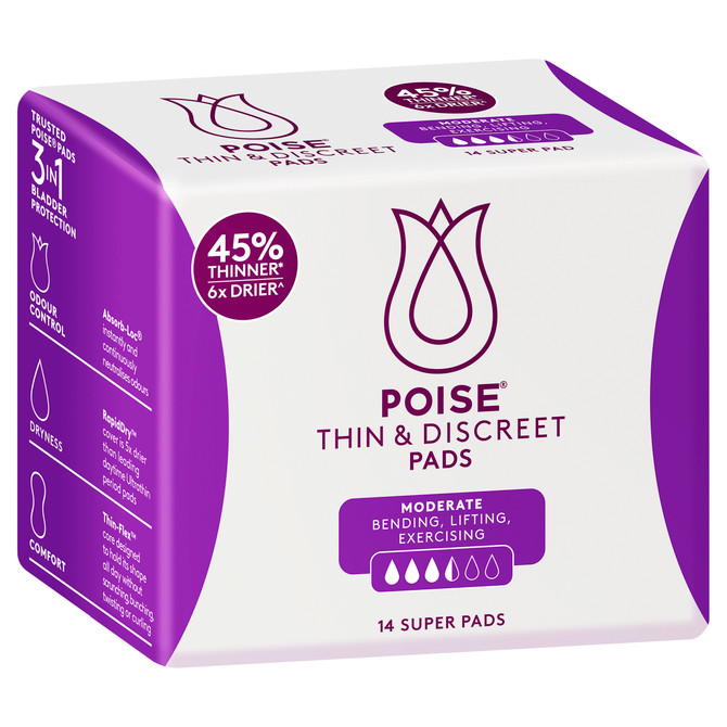 Poise Thin & Discreet Pads Super 14 Pack