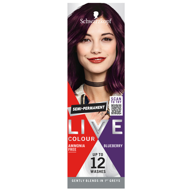 Schwarzkopf Live Colour Purple Hair Dye Blueberry Semi Permanent 75mL