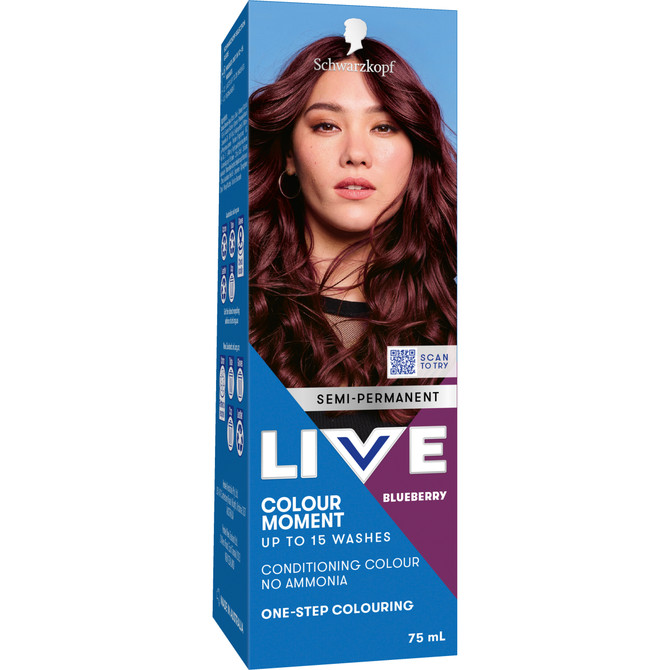 Schwarzkopf Live Colour Purple Hair Dye Blueberry Semi Permanent 75mL