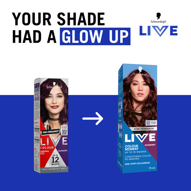 Schwarzkopf Live Colour Purple Hair Dye Blueberry Semi Permanent 75mL
