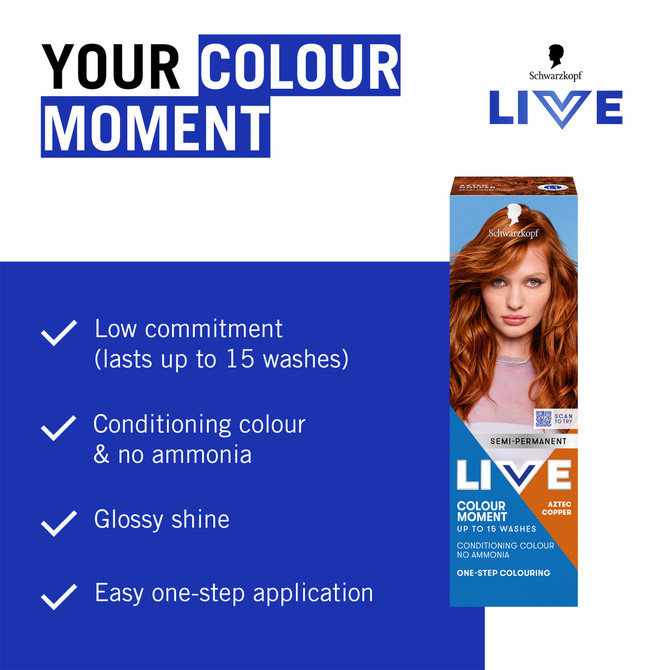 Schwarzkopf Live Colour Red Hair Dye Aztec Copper Semi Permanent 75mL