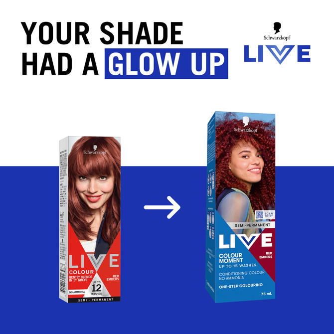 Schwarzkopf Live Colour Red Hair Dye Red Embers Semi Permanent 75mL