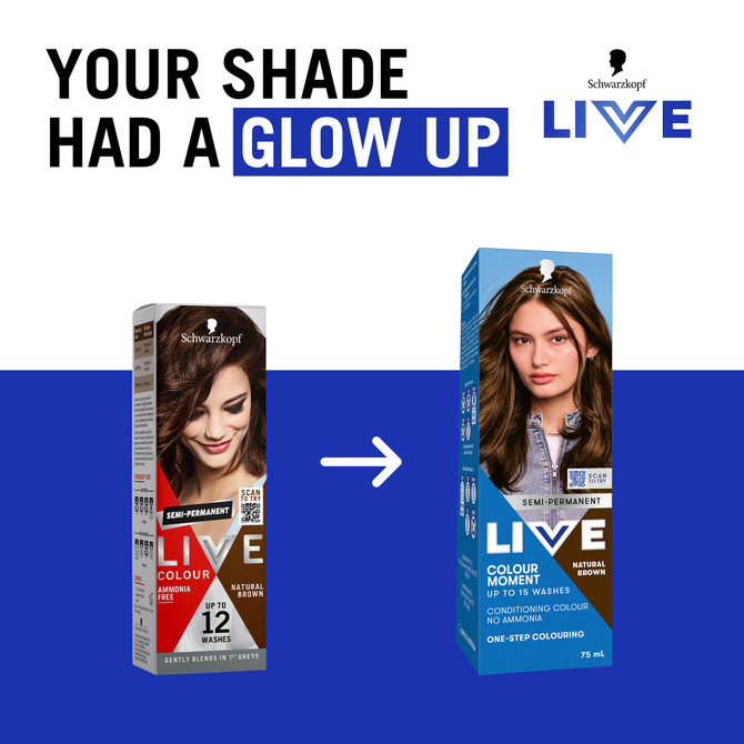 Schwarzkopf Live Colour Brown Hair Dye Natural Brown Semi Permanent 75mL