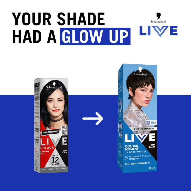 Schwarzkopf Live Colour Black Hair Dye Deep Black Semi Permanent 75mL