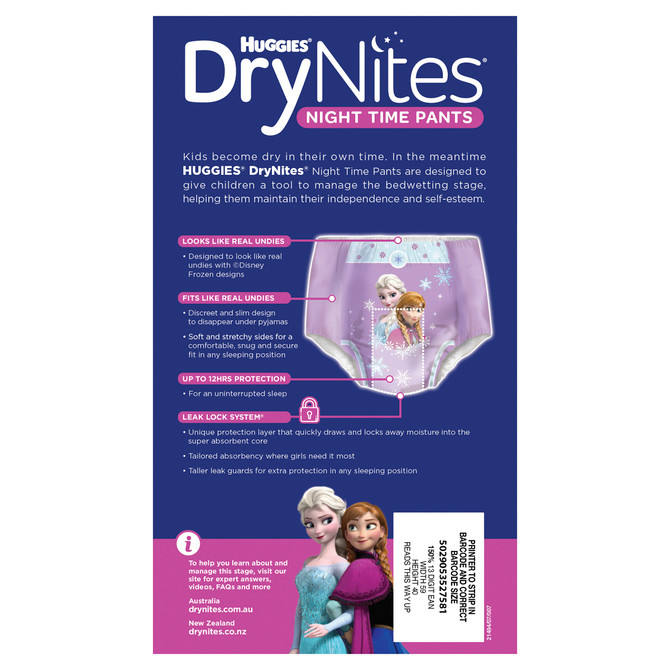 DryNites Night Time Pants for Girls 4-7 Years (17-30kg) 9 Pack