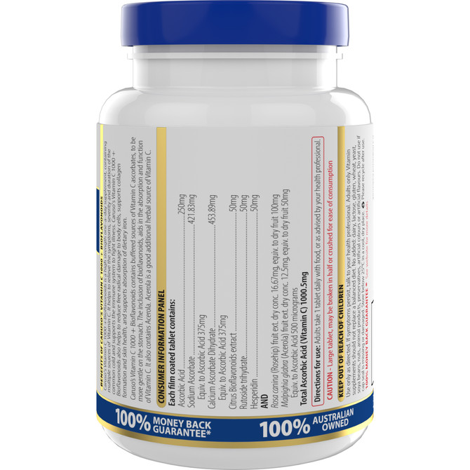 Caruso’s Vitamin C 1000 + Bioflavonoids 120 Tablets