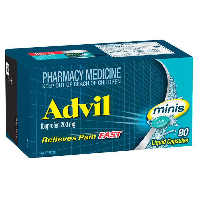 Advil Minis Liquid Capsules for Fast & Effective Pain Relief 200mg Ibuprofen 90 Pack