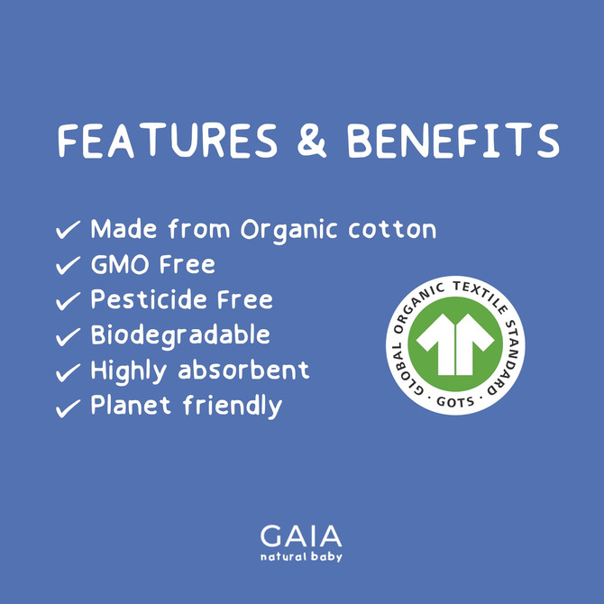 GAIA Natural Baby Organic Cotton Cleansing Pads 40pk