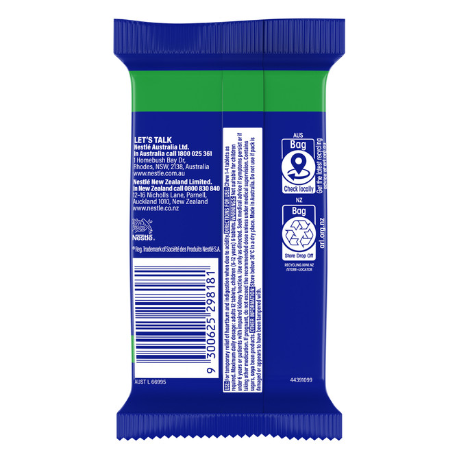 Quick Eze Peppermint Chewy Rapid Heartburn & Indigestion Relief 3x8 Pack