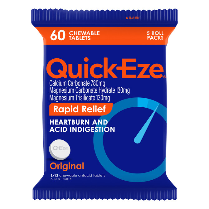 Quick Eze Original Tablet Rapid Heartburn & Indigestion Relief 5x12 Pack
