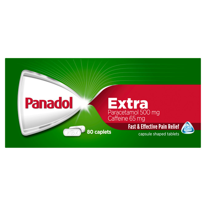 Panadol Extra for Pain Relief, Paracetamol & Caffeine -  500mg 80 Caplets